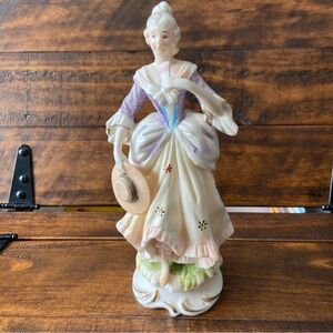 8”‎ Vintage Porcelain Figurine of a Lady with a Fan Figurine